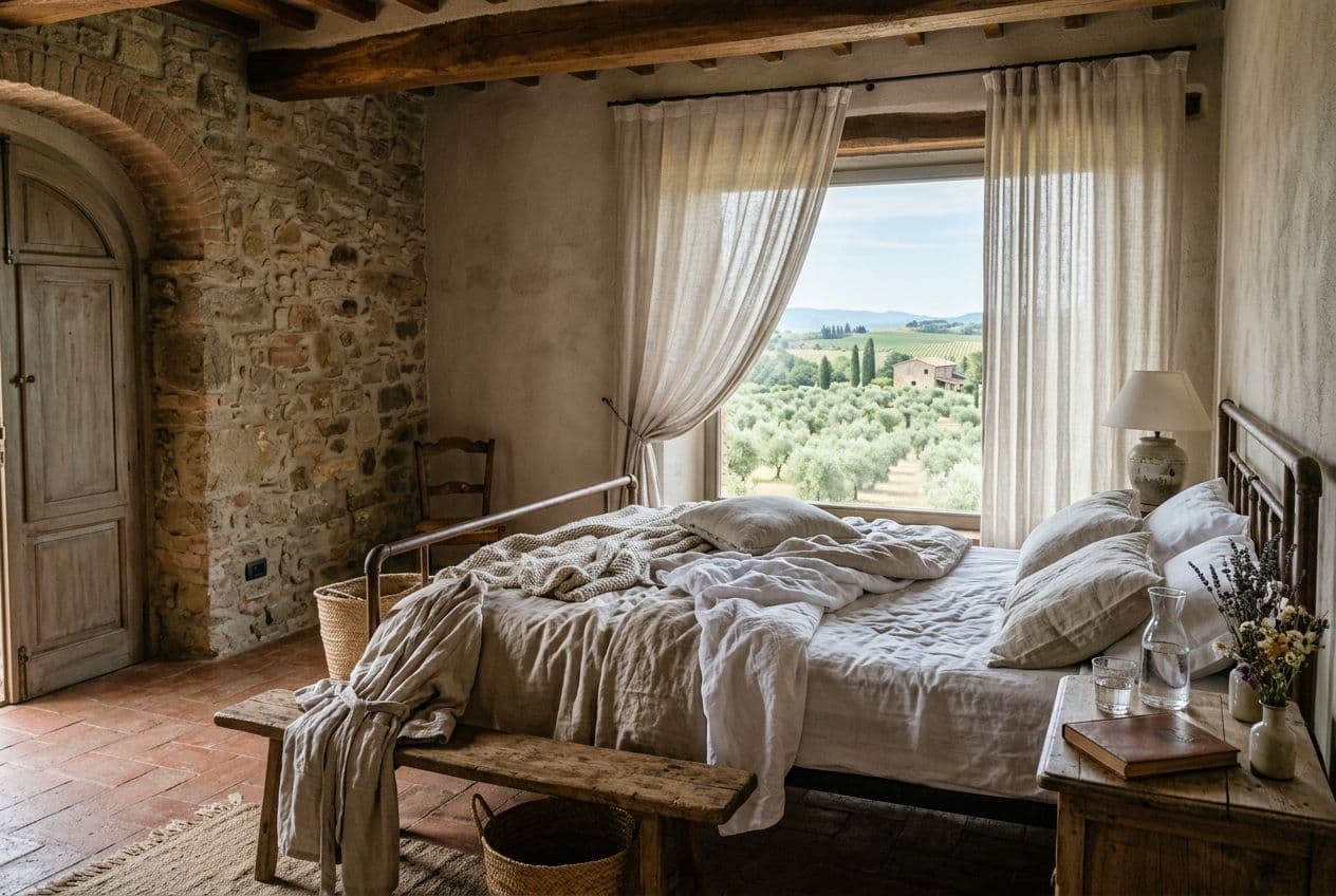 Camera di un boutique hotel in un casale toscano